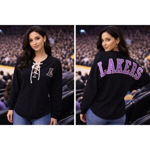 Fanatics LA Lakers Lace Up Sweatshirt Black NBA Pullover Medium